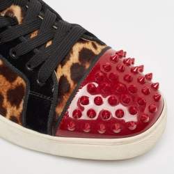 Pre Owned Christian Louboutin Multicolor Calf Hair and Leather Low Top Sneakers Size 41.5