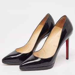 Christian Louboutin Black Patent Leather Pigalle Plato Pumps Size 38