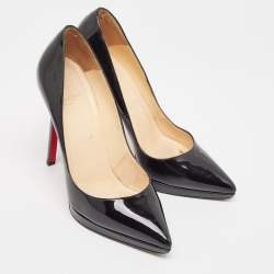 Christian Louboutin Black Patent Leather Pigalle Plato Pumps Size 38