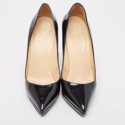 Christian Louboutin Black Patent Leather Pigalle Plato Pumps Size 38