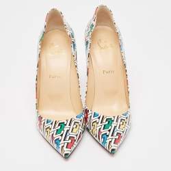 Pre Owned Christian Louboutin Multicolor Printed Patent Leather Hot Chick Pumps Size 40