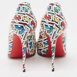 Pre Owned Christian Louboutin Multicolor Printed Patent Leather Hot Chick Pumps Size 40