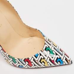 Pre Owned Christian Louboutin Multicolor Printed Patent Leather Hot Chick Pumps Size 40