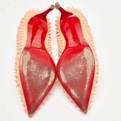 مملوكة مسبقًا Christian Louboutin Light Orange Leather Pigalle Spikes Pumps Size 40