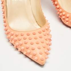 مملوكة مسبقًا Christian Louboutin Light Orange Leather Pigalle Spikes Pumps Size 40