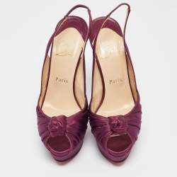 مملوكة مسبقًا Christian Louboutin Purple Satin Jenny Slingback Pumps Size 38  