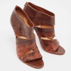 Pre Owned Christian Louboutin Brown Karung Leather Cachottiere Sandals Size 37.5