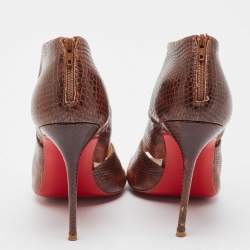 Pre Owned Christian Louboutin Brown Karung Leather Cachottiere Sandals Size 37.5