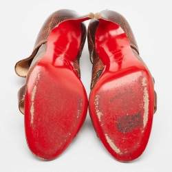 Pre Owned Christian Louboutin Brown Karung Leather Cachottiere Sandals Size 37.5