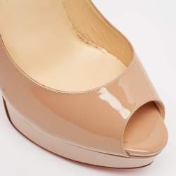 Christian Louboutin Beige Patent Lady Peep Pumps Size 39