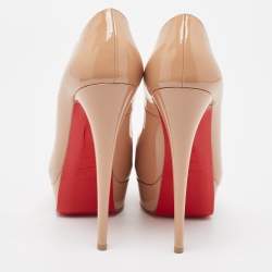 Christian Louboutin Beige Patent Lady Peep Pumps Size 39