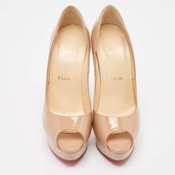 Christian Louboutin Beige Patent Lady Peep Pumps Size 39