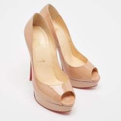 Christian Louboutin Beige Patent Lady Peep Pumps Size 39