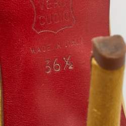 Pre Owned Christian Louboutin Yellow Satin Picador Slingback Pumps Size 36.5