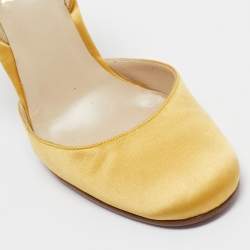 Pre Owned Christian Louboutin Yellow Satin Picador Slingback Pumps Size 36.5