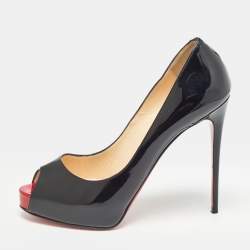 Pre Owned Christian Louboutin Black Patent Leather New Very Prive Pumps Size 37
