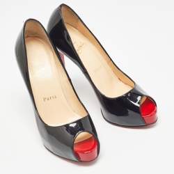 Pre Owned Christian Louboutin Black Patent Leather New Very Prive Pumps Size 37