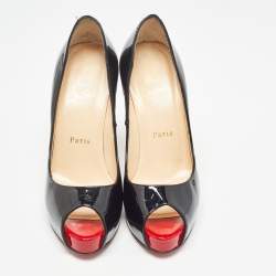Pre Owned Christian Louboutin Black Patent Leather New Very Prive Pumps Size 37