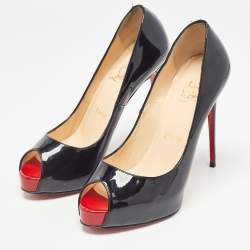 Pre Owned Christian Louboutin Black Patent Leather New Very Prive Pumps Size 37