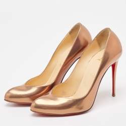 Pre Owned Christian Louboutin Metallic Brown Leather Breche Pumps Size 38.5