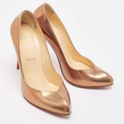Pre Owned Christian Louboutin Metallic Brown Leather Breche Pumps Size 38.5