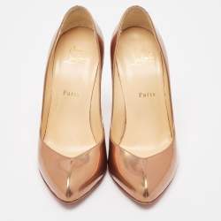 Pre Owned Christian Louboutin Metallic Brown Leather Breche Pumps Size 38.5