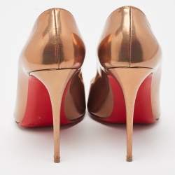 Pre Owned Christian Louboutin Metallic Brown Leather Breche Pumps Size 38.5