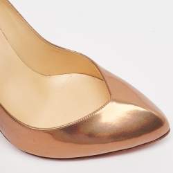 Pre Owned Christian Louboutin Metallic Brown Leather Breche Pumps Size 38.5