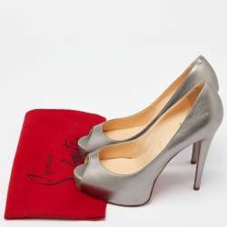 Christian Louboutin Silver Leather Very Prive Pumps Size 38