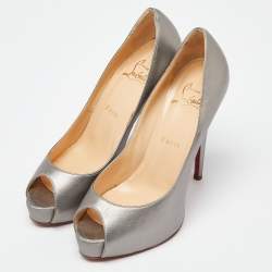 Christian Louboutin Silver Leather Very Prive Pumps Size 38