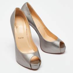 Christian Louboutin Silver Leather Very Prive Pumps Size 38