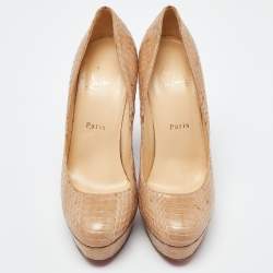 Christian Louboutin Beige Watersnake Bianca Pumps Size 38.5