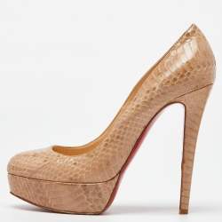 Christian Louboutin Beige Watersnake Bianca Pumps Size 38.5