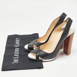 Christian Louboutin Black Leather Ankle Strap Sandals Size 38