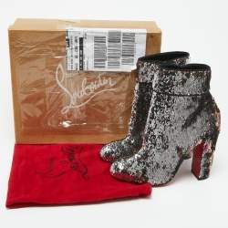 Christian Louboutin Multicolor Sequins Moulamax Round Toe Ankle Boots Size 37