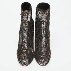 Christian Louboutin Multicolor Sequins Moulamax Round Toe Ankle Boots Size 37