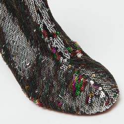 Christian Louboutin Multicolor Sequins Moulamax Round Toe Ankle Boots Size 37