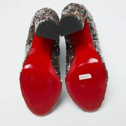 Christian Louboutin Multicolor Sequins Moulamax Round Toe Ankle Boots Size 37