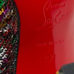 Christian Louboutin Multicolor Sequins Moulamax Round Toe Ankle Boots Size 37