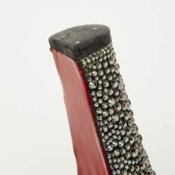 Christian Louboutin Black Velvet Crystal Embellished Heel Round Toe Pumps Size 38