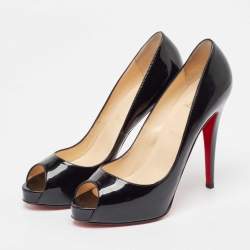 Christian Louboutin Black Patent Leather Very Prive Pumps Size 40.5