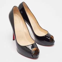 Christian Louboutin Black Patent Leather Very Prive Pumps Size 40.5