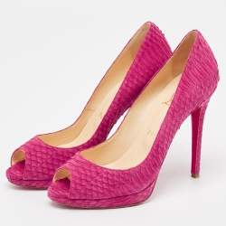 Christian Louboutin Pink Watersnake Nubuck Yolanda Pumps Size 39