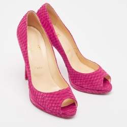 Christian Louboutin Pink Watersnake Nubuck Yolanda Pumps Size 39