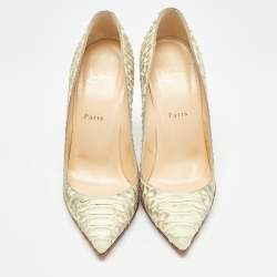 Christian Louboutin Light Yellow/Grey Python Pigalle Follies Pumps Size 39.5