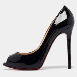 Pre Owned Christian Louboutin Black Patent Leather Flo Pumps Size 39
