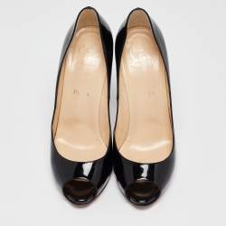 Pre Owned Christian Louboutin Black Patent Leather Flo Pumps Size 39