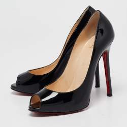 Pre Owned Christian Louboutin Black Patent Leather Flo Pumps Size 39