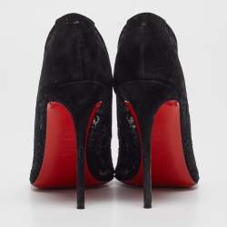 Christian Louboutin Black Mesh and Suede Follies Pumps Size 37