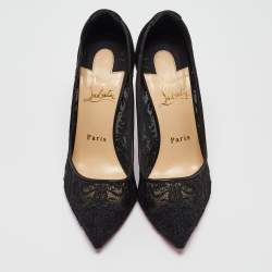 Christian Louboutin Black Mesh and Suede Follies Pumps Size 37